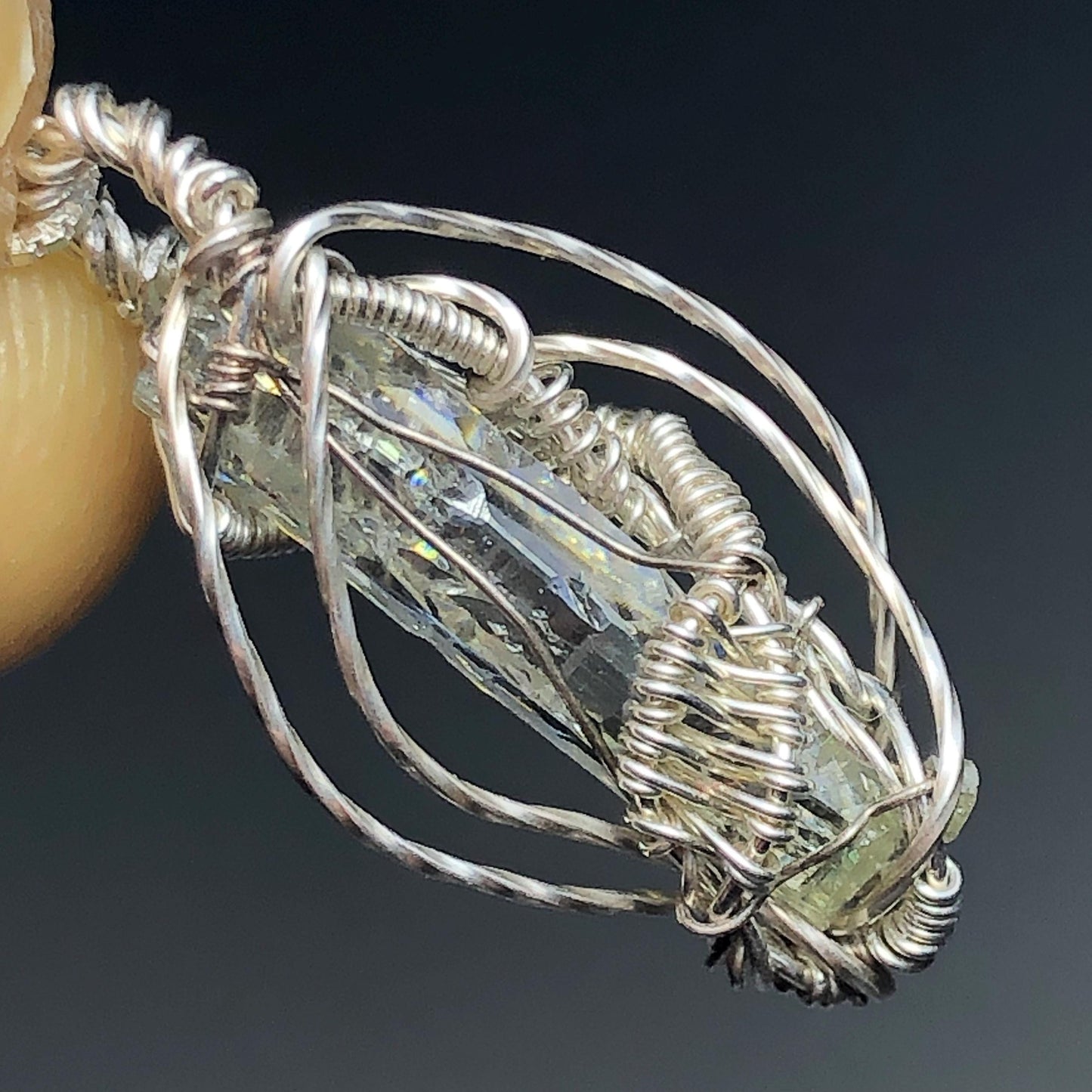 Clear AAA Gem Zincite and Silver Pendant with chain