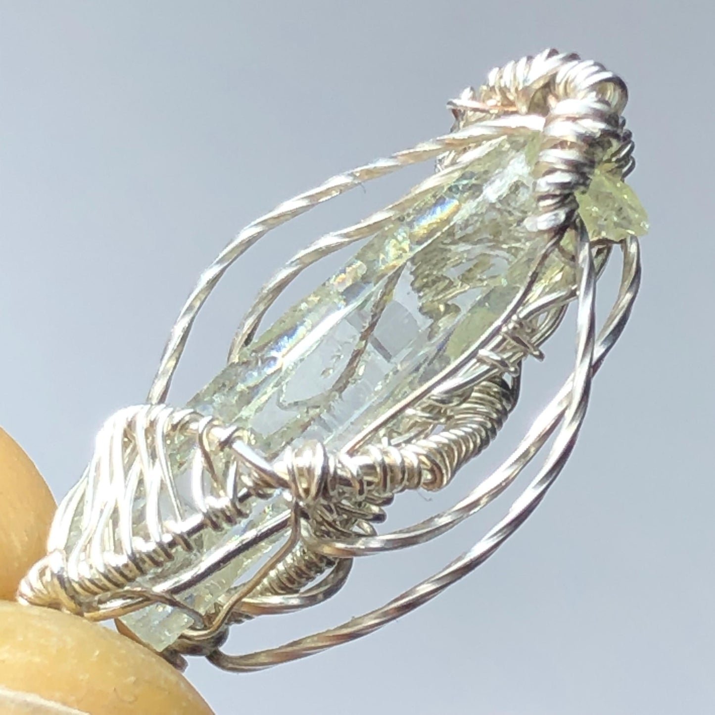 Clear AAA Gem Zincite and Silver Pendant with chain