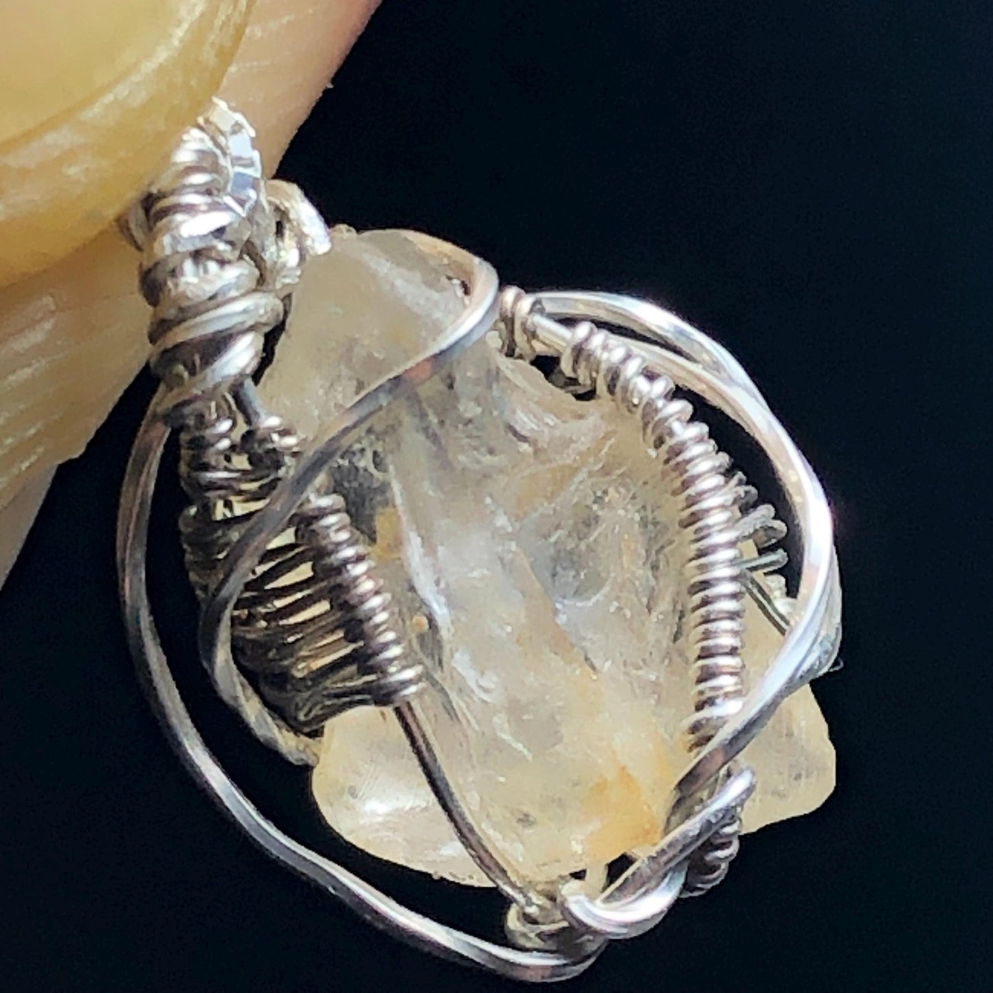 Nigerian Phenacite Silver Wire-Wrap Pendant
