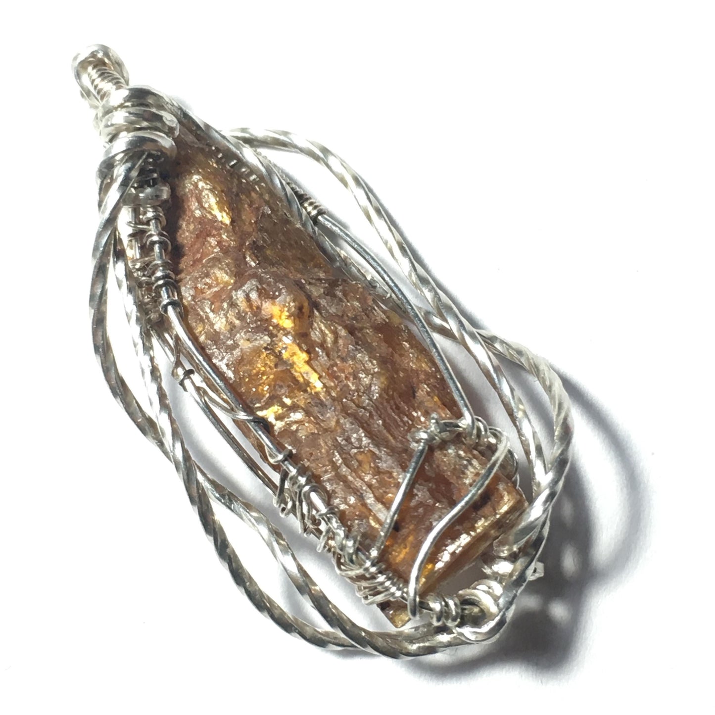 ORANGE KYANITE and solid sterling silver Pendant