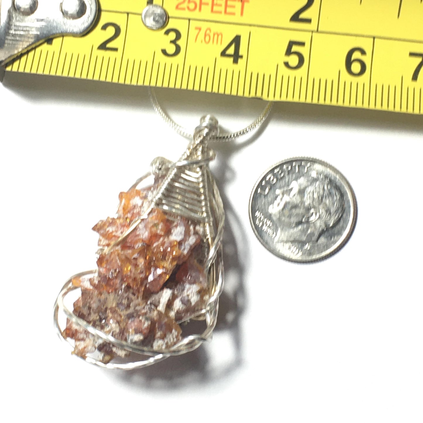 GIANT Red Zincite and Silver/Gold Pendant with Chain (Blacklight Fluorescent UV Reactive)