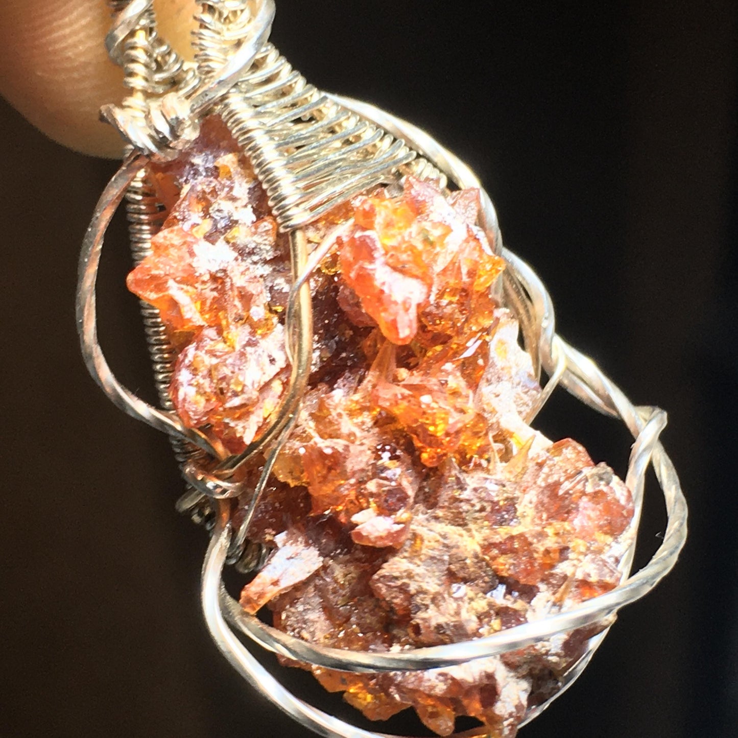 GIANT Red Zincite and Silver/Gold Pendant with Chain (Blacklight Fluorescent UV Reactive)
