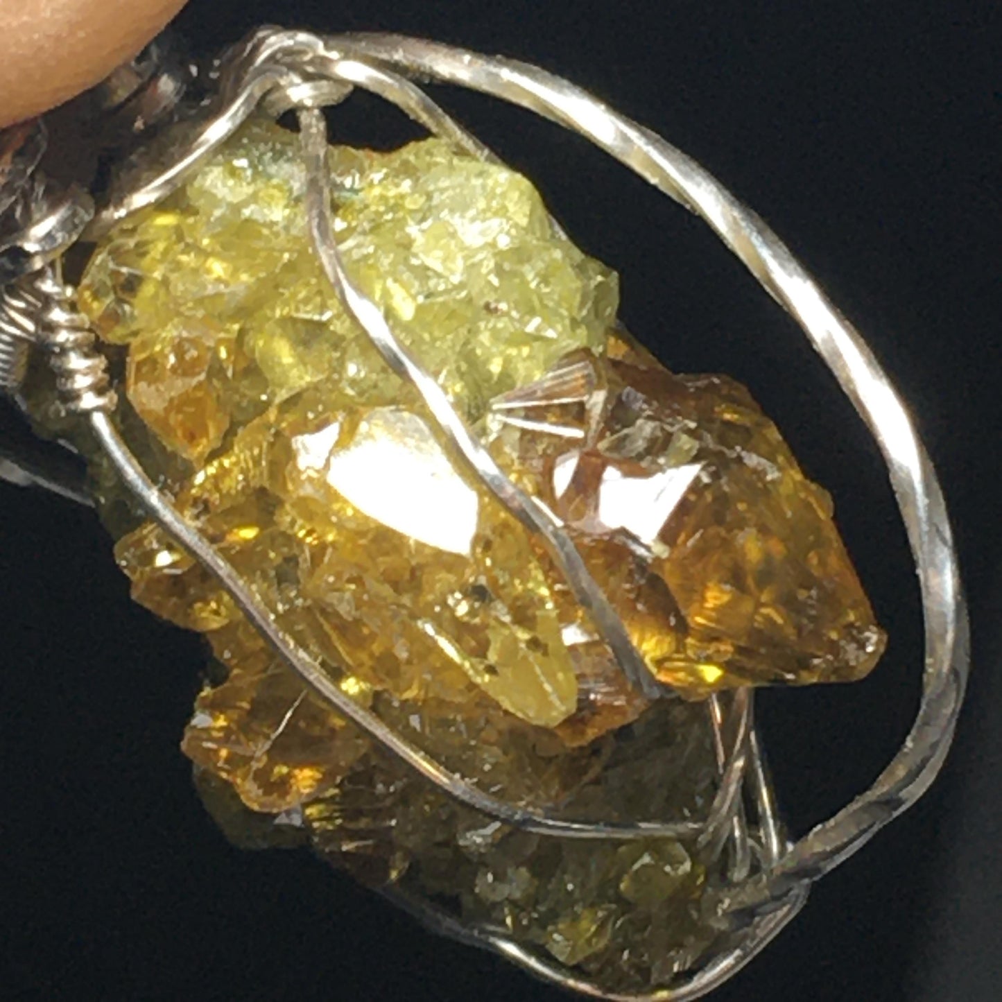 Orange Zincite Cluster Silver Pendant