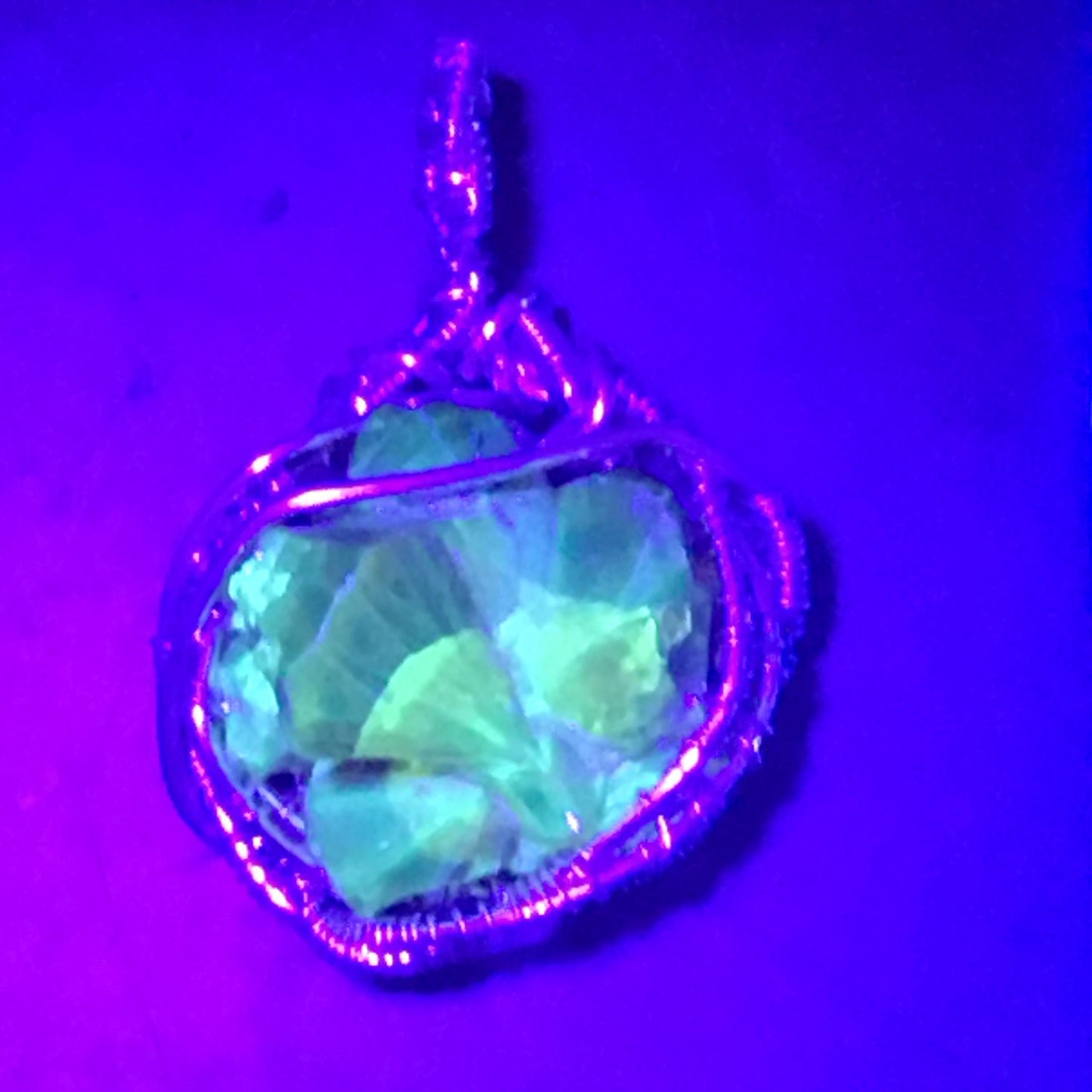 Orange Zincite Crystal and Silver Pendant with Chain UV REACTIVE