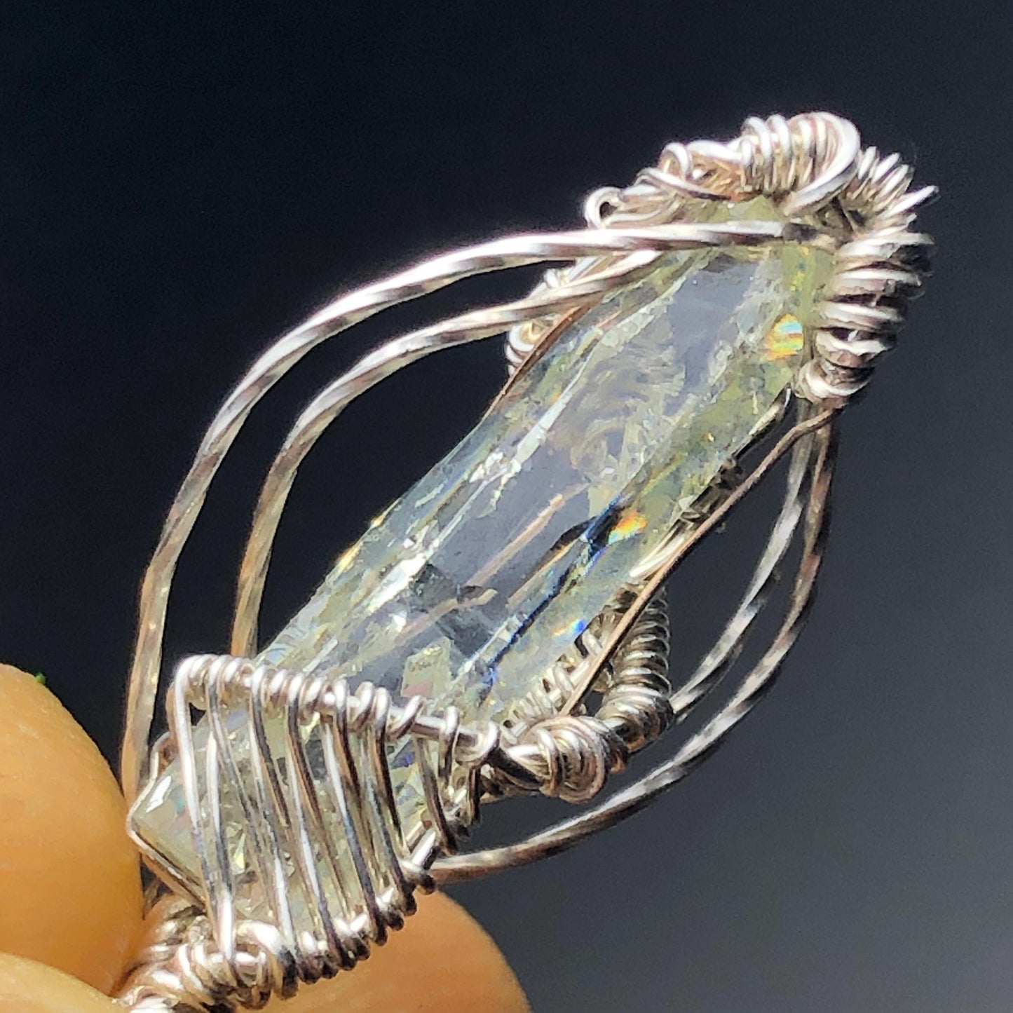 Clear AAA Gem Zincite and Silver Pendant with chain