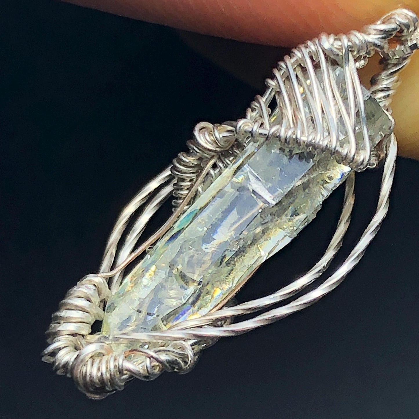 Clear AAA Gem Zincite and Silver Pendant with chain