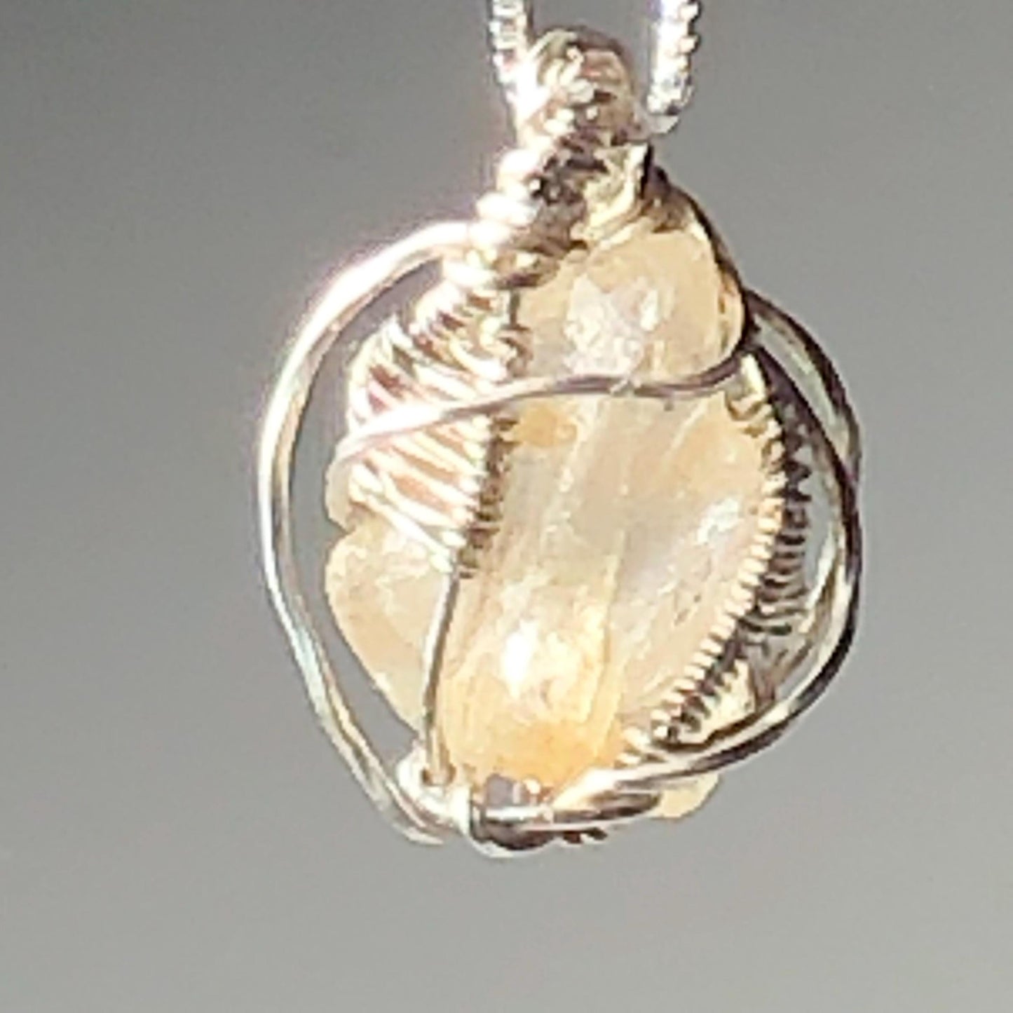 Nigerian Phenacite Silver Wire-Wrap Pendant