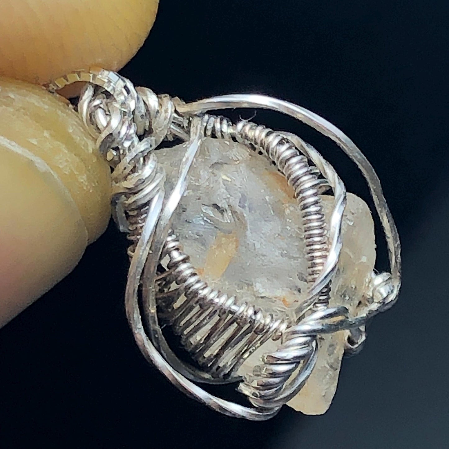 Nigerian Phenacite Silver Wire-Wrap Pendant