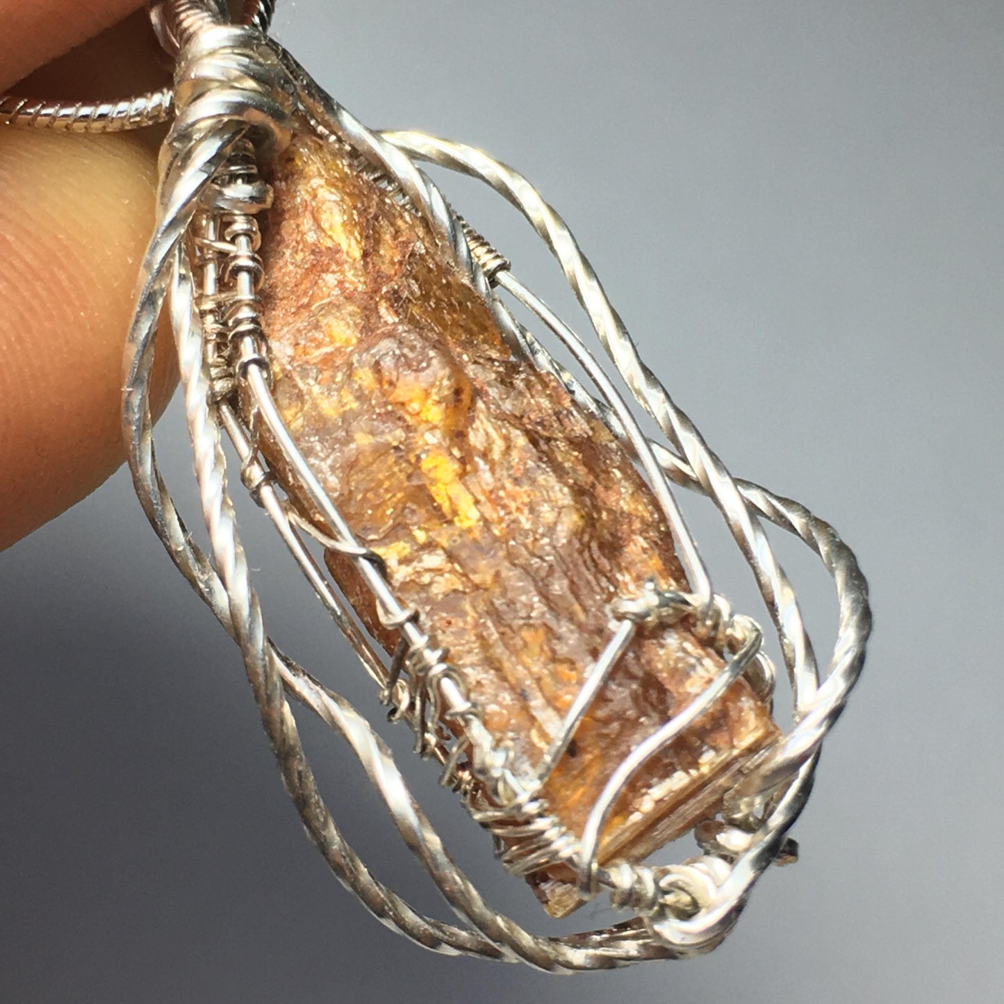 ORANGE KYANITE and solid sterling silver Pendant