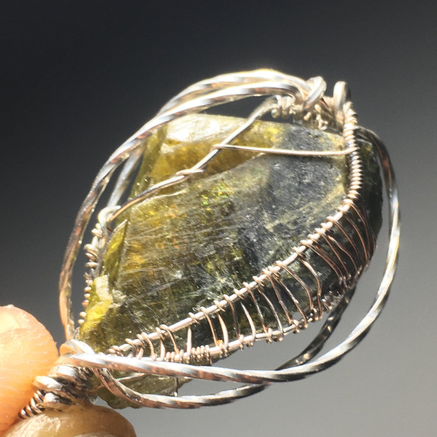 GREEN TOURMALINE and Silver Jewelry Pendant