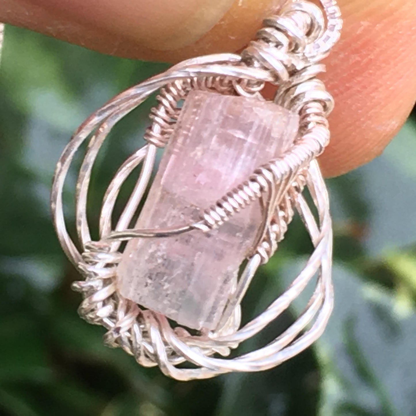 Pink Tourmaline Rubellite Silver Pendant