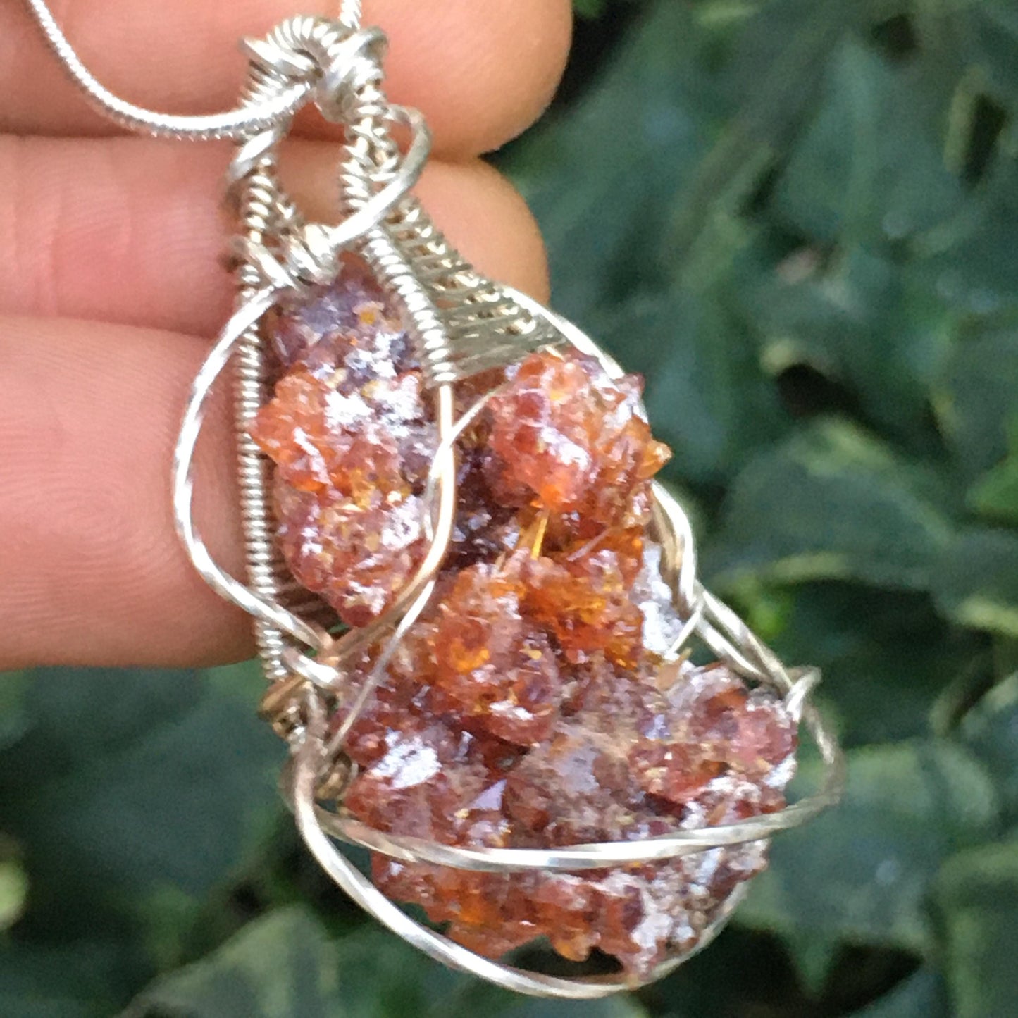 GIANT Red Zincite and Silver/Gold Pendant with Chain (Blacklight Fluorescent UV Reactive)