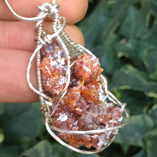 GIANT Red Zincite and Silver/Gold Pendant with Chain (Blacklight Fluorescent UV Reactive)