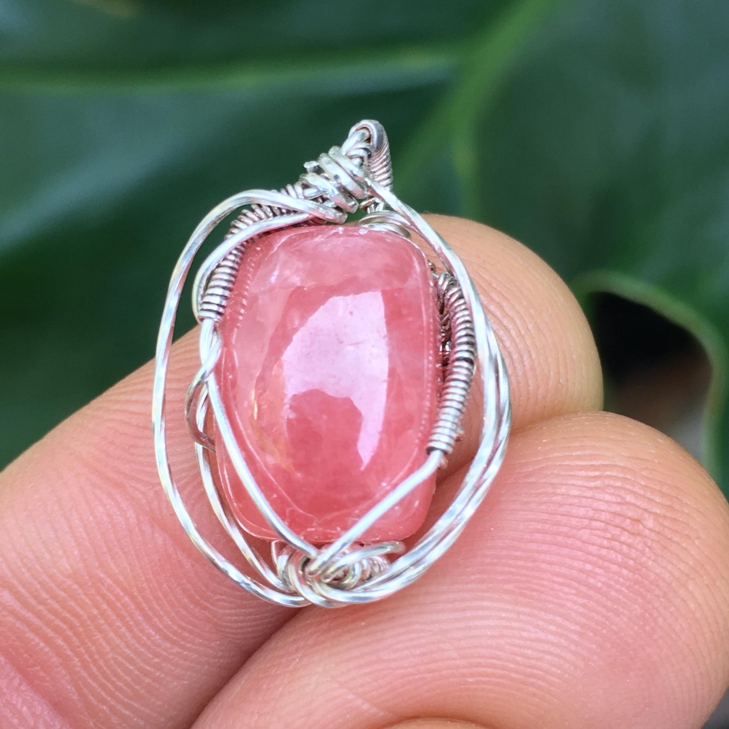 Rhodonite and Silver Pendant