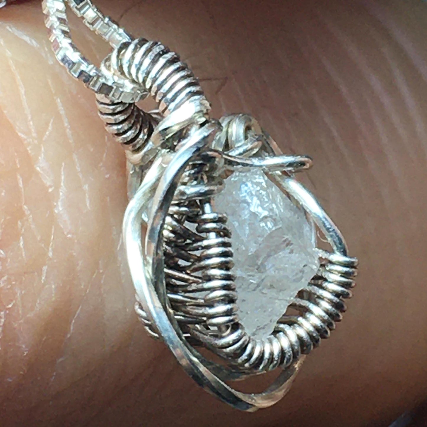 Phenacite Silver Wire-Wrap Pendant