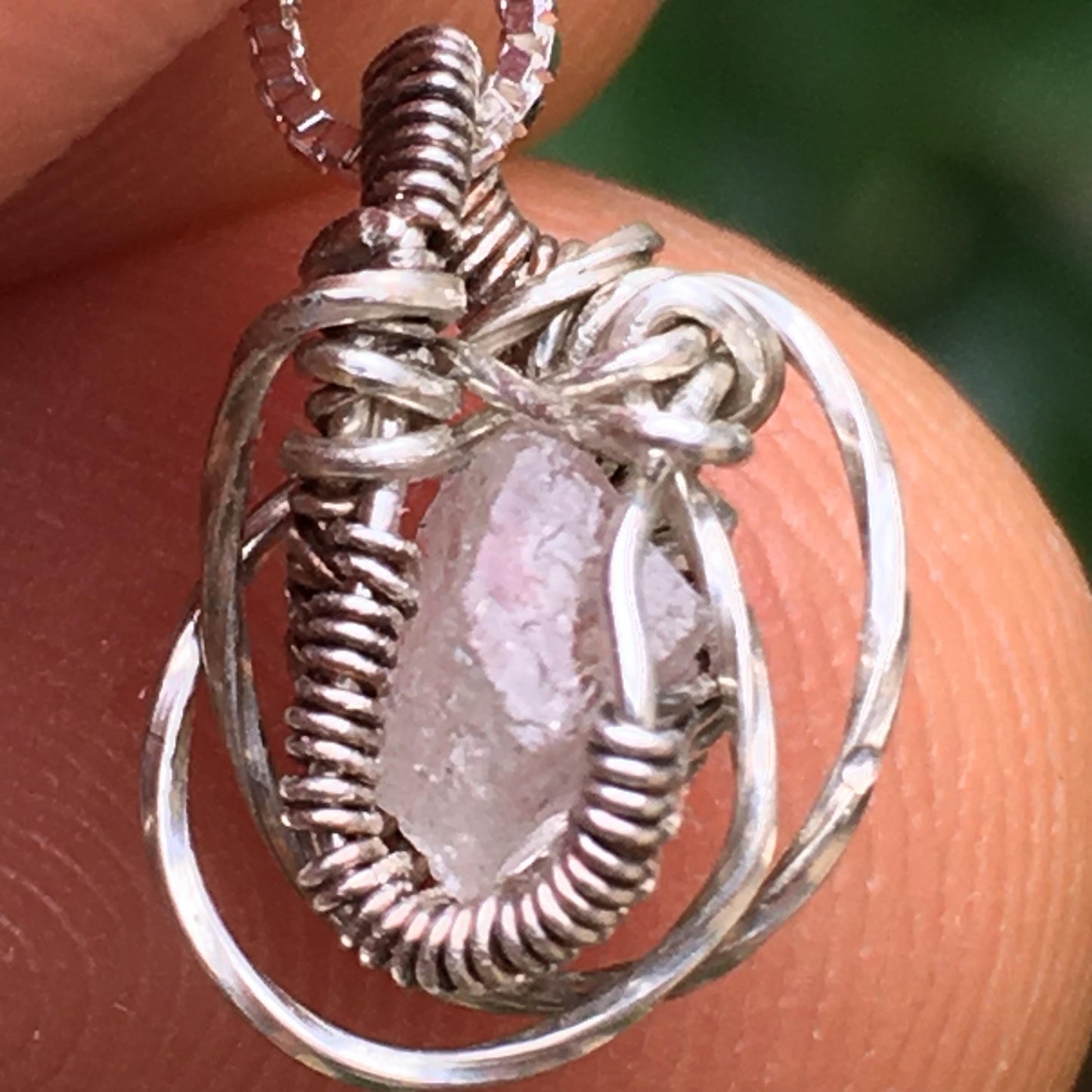 Phenacite Silver Wire-Wrap Pendant
