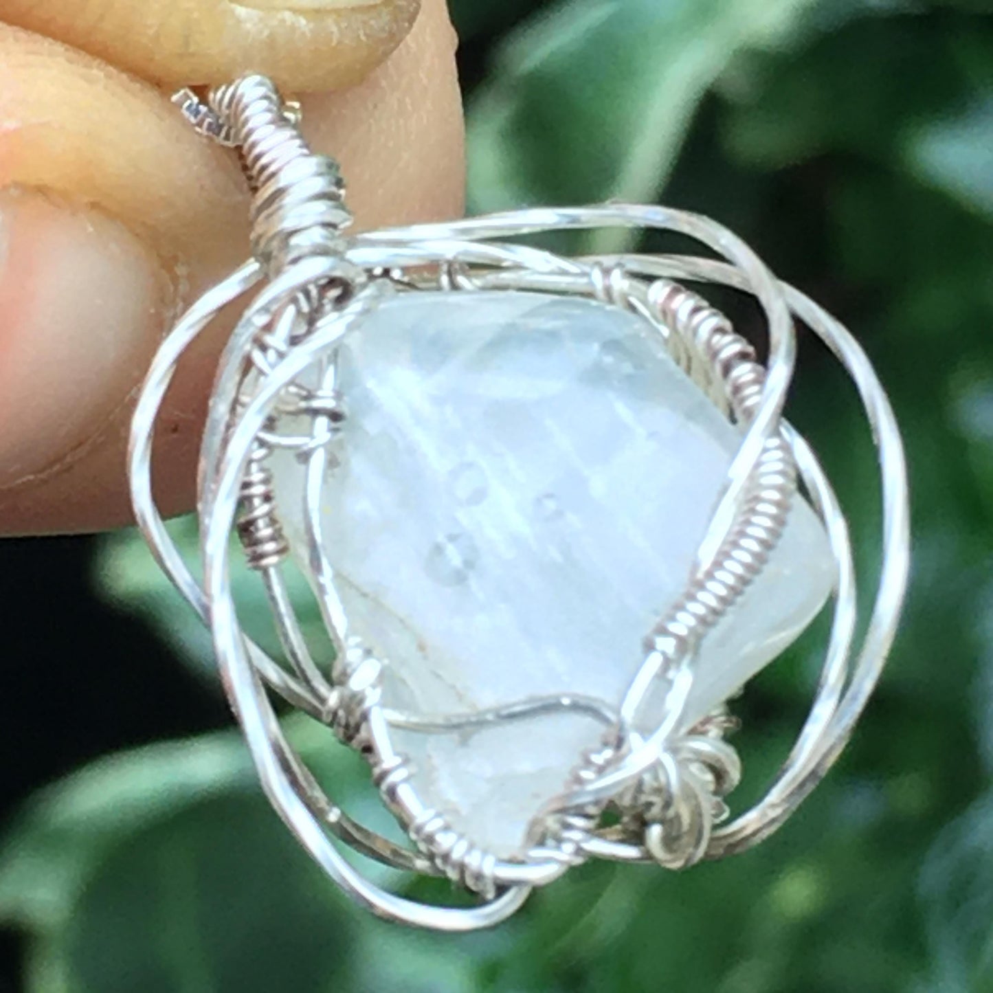 RAINBOW MOONSTONE and SILVER Pendant
