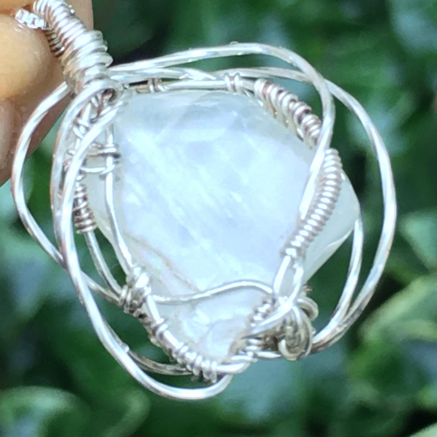 RAINBOW MOONSTONE and SILVER Pendant