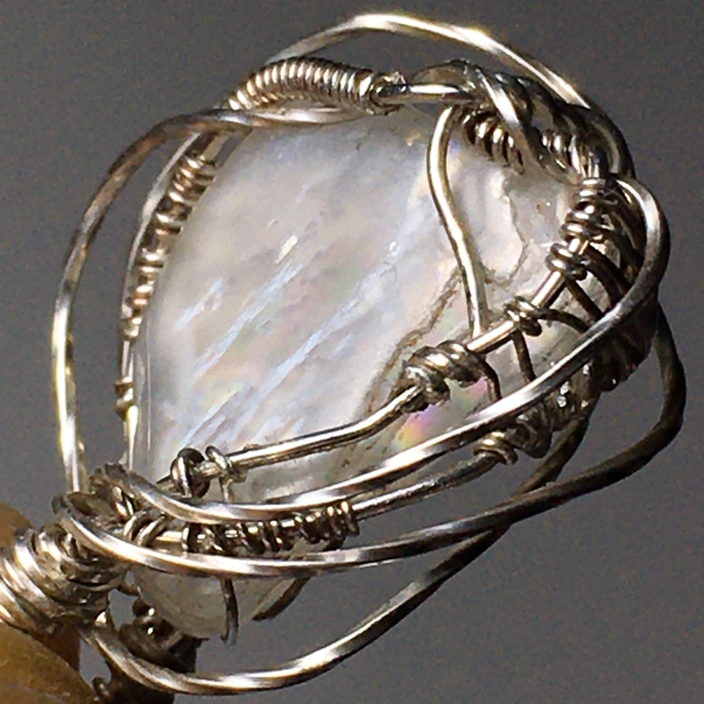 RAINBOW MOONSTONE and SILVER Pendant