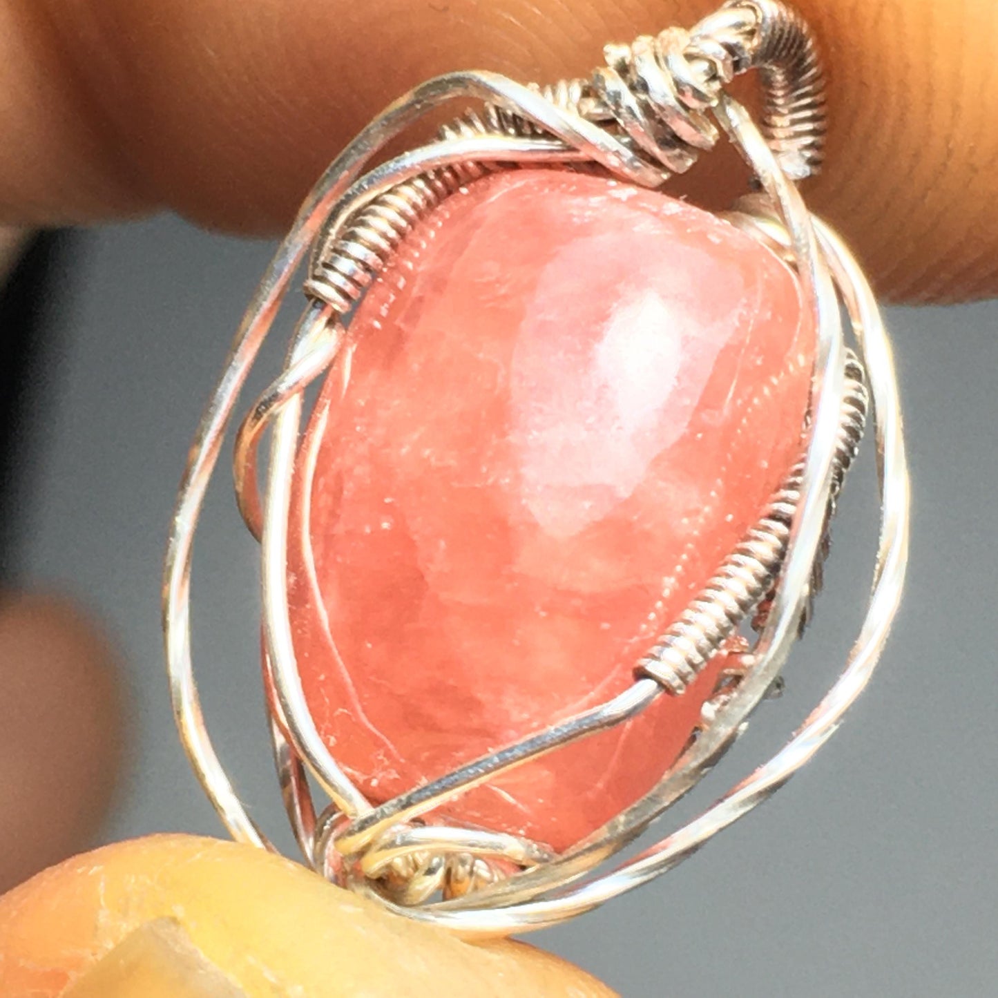 Rhodonite and Silver Pendant
