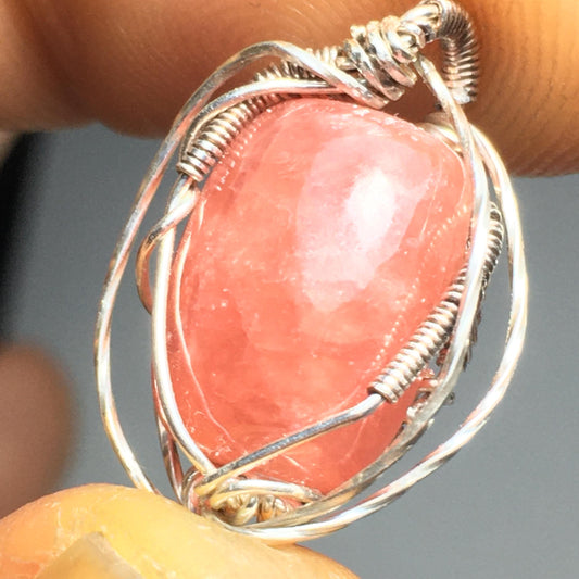 Rhodonite and Silver Pendant