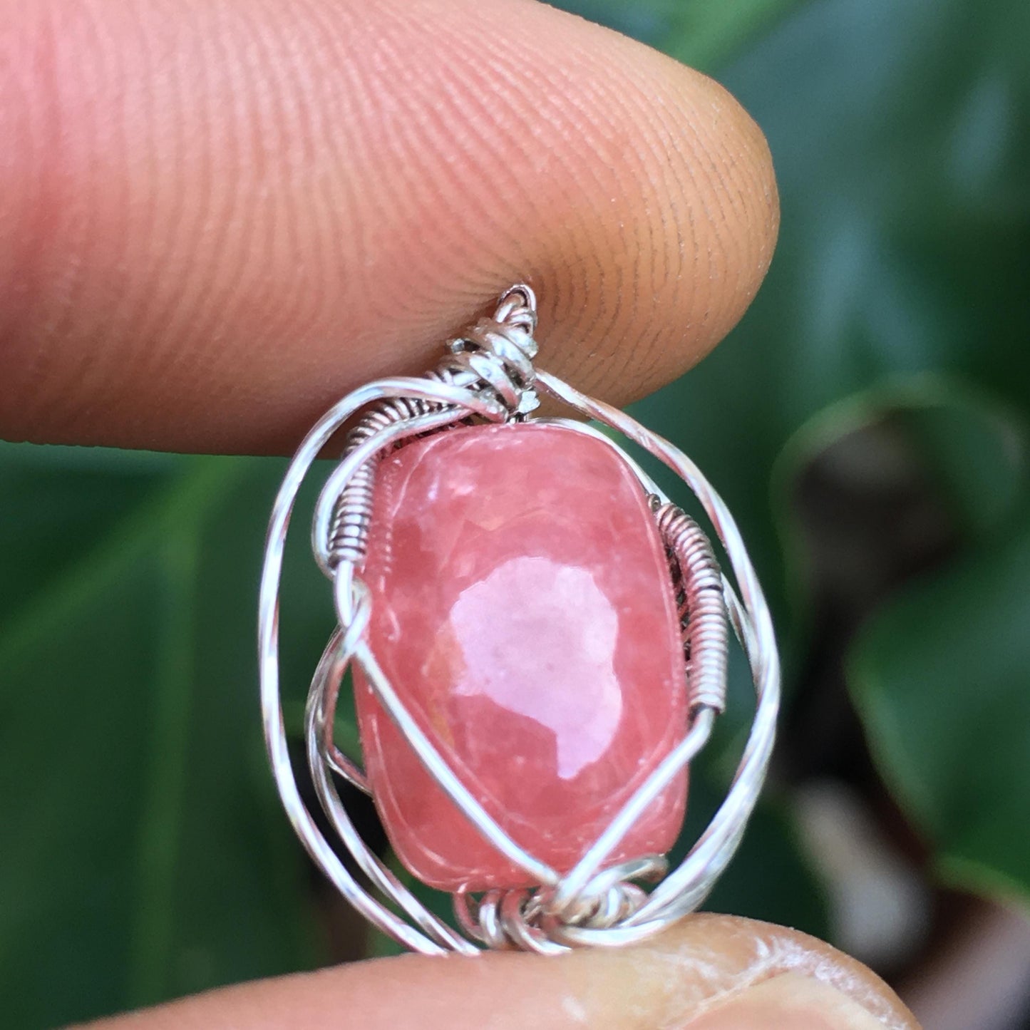 Rhodonite and Silver Pendant