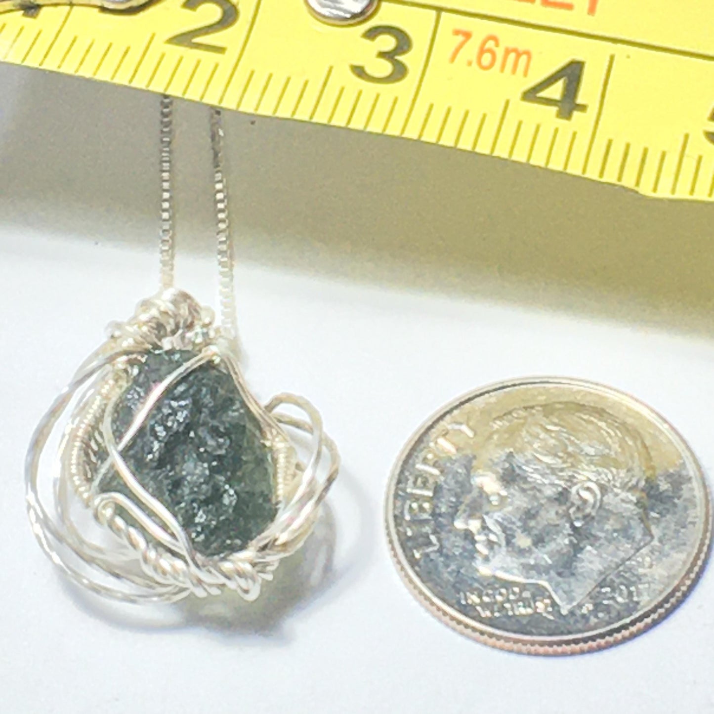 Moldavite and Solid Silver Pendant