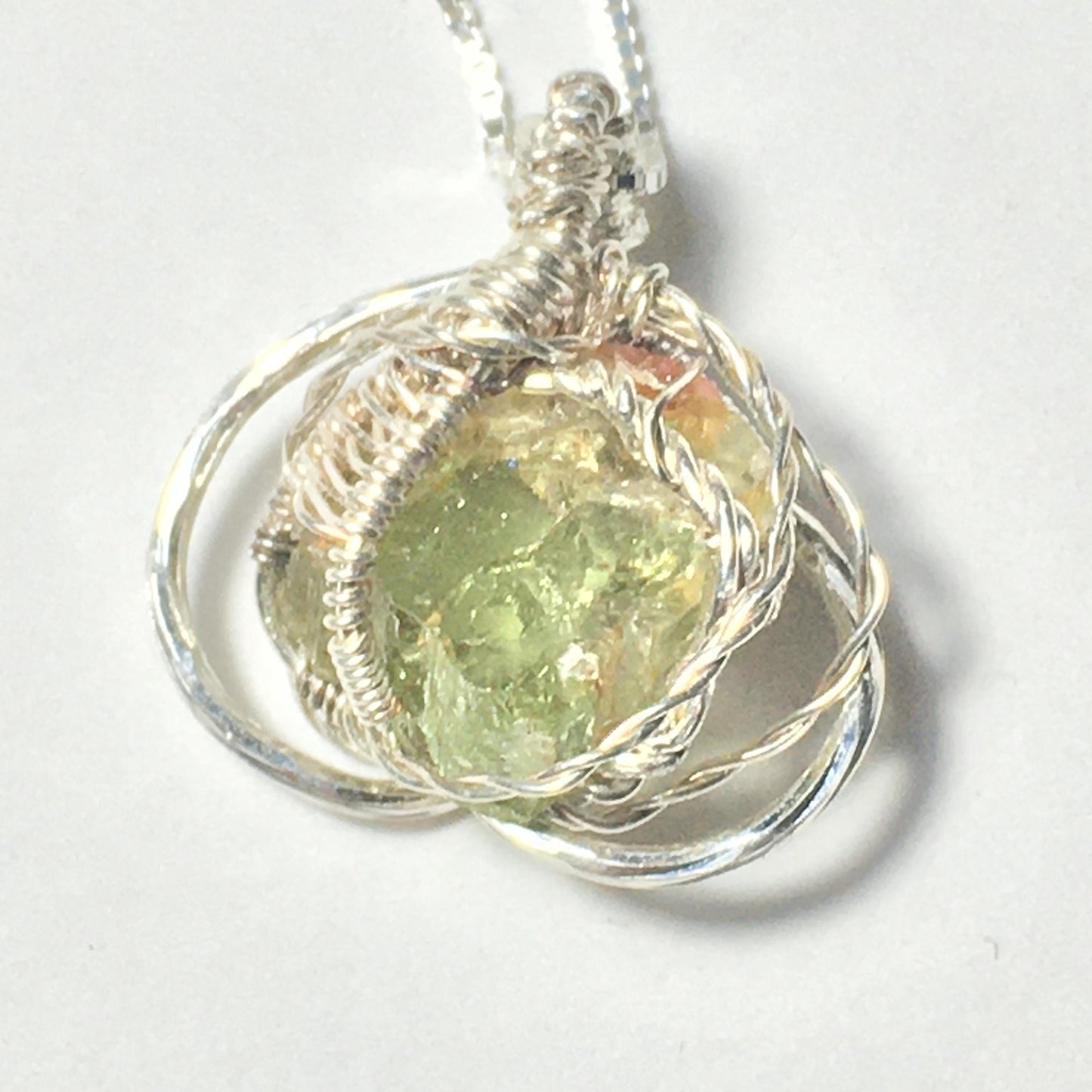 Green Tourmaline and Silver Pendant