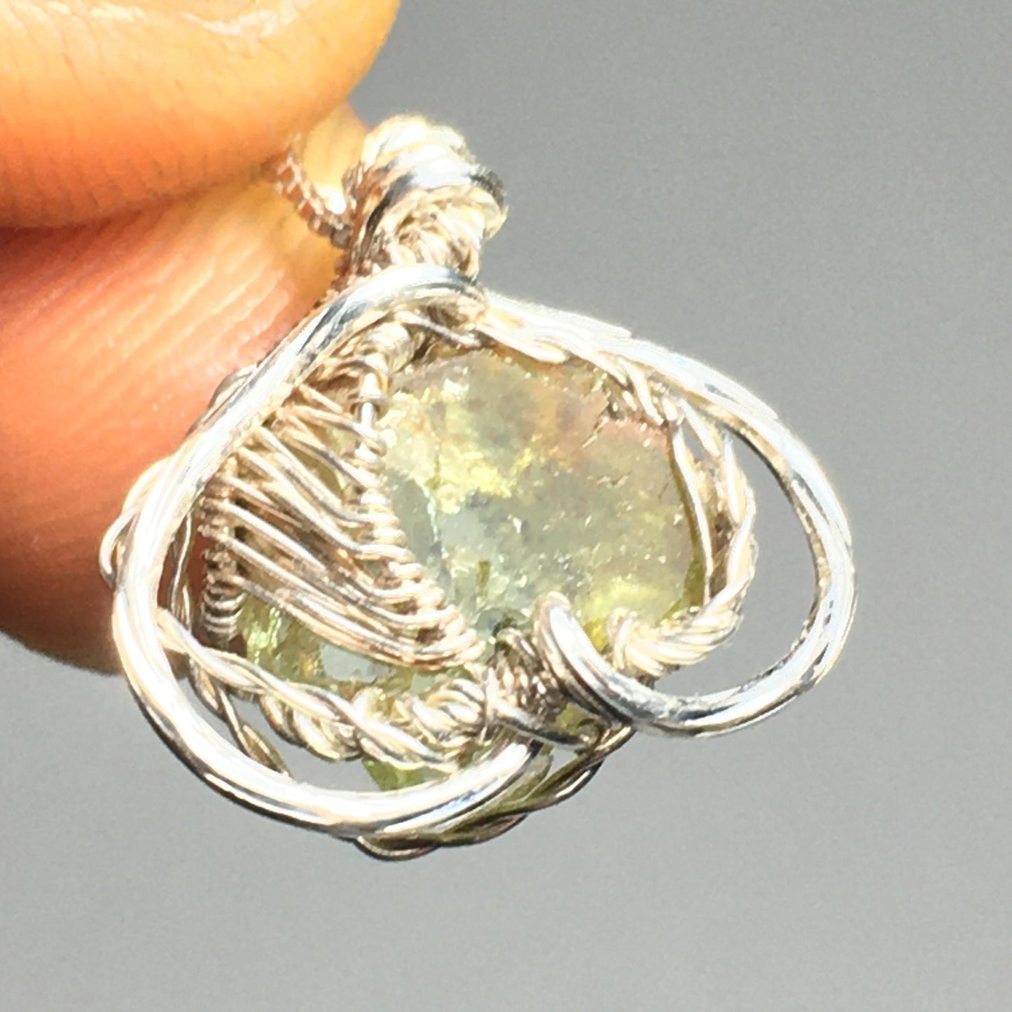 Green Tourmaline and Silver Pendant