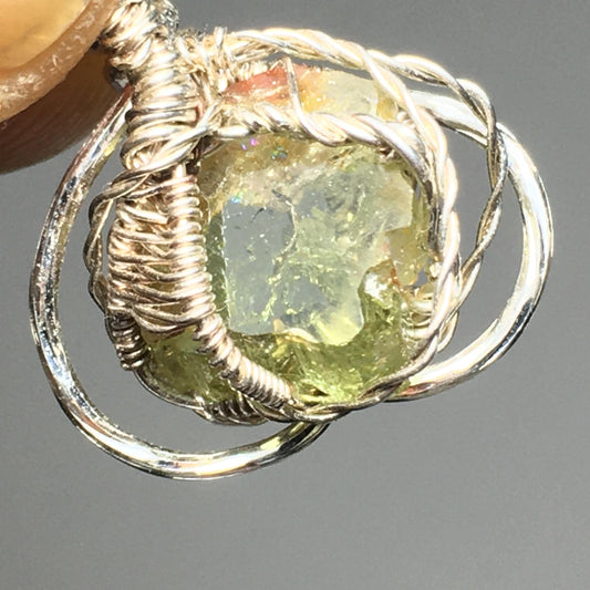 Green Tourmaline and Silver Pendant