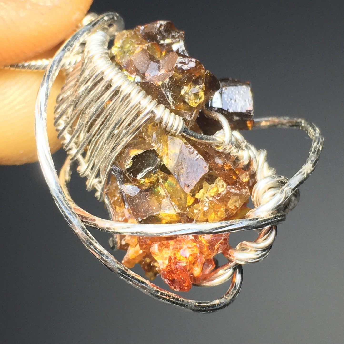 DOUBLE Zincite and Silver Pendant