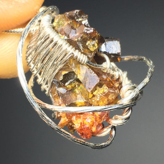 DOUBLE Zincite and Silver Pendant