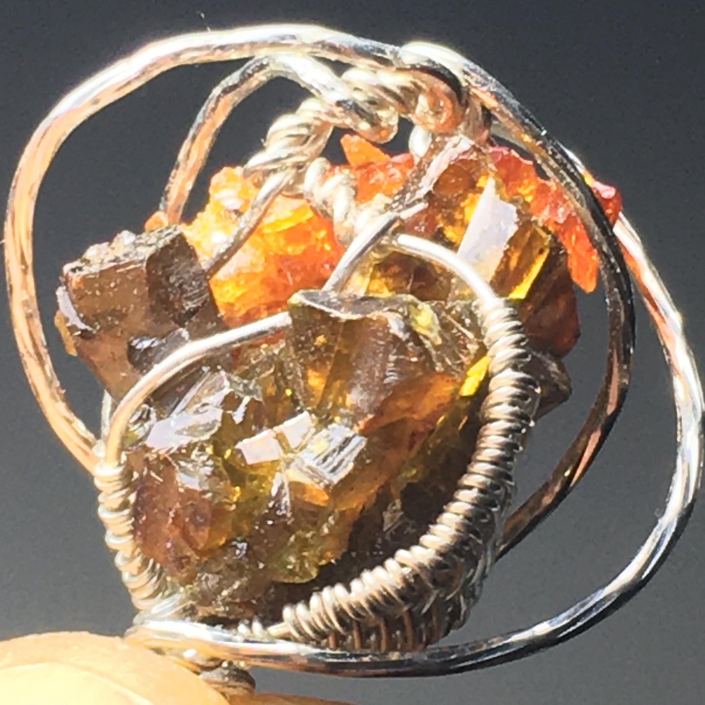 DOUBLE Zincite and Silver Pendant