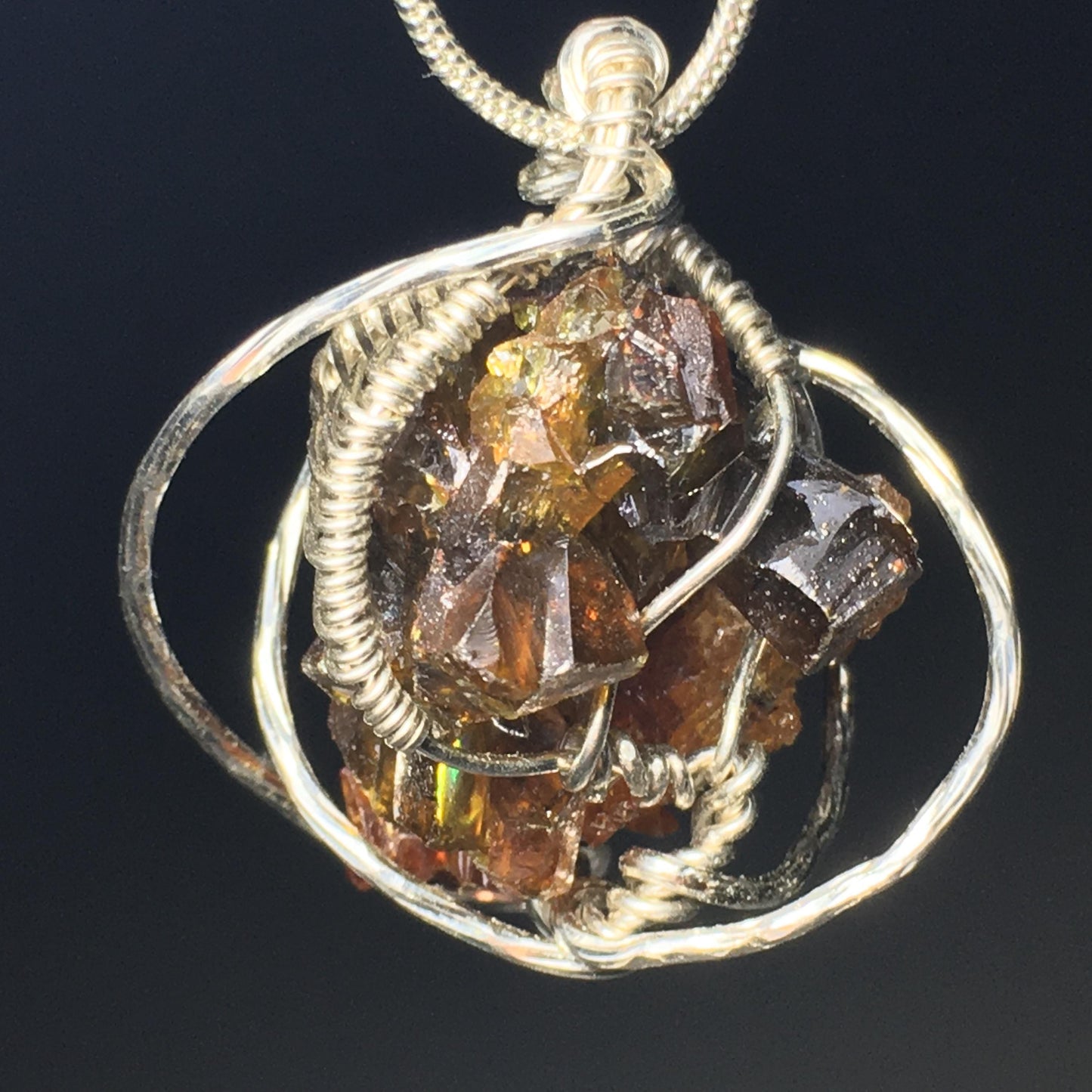 DOUBLE Zincite and Silver Pendant