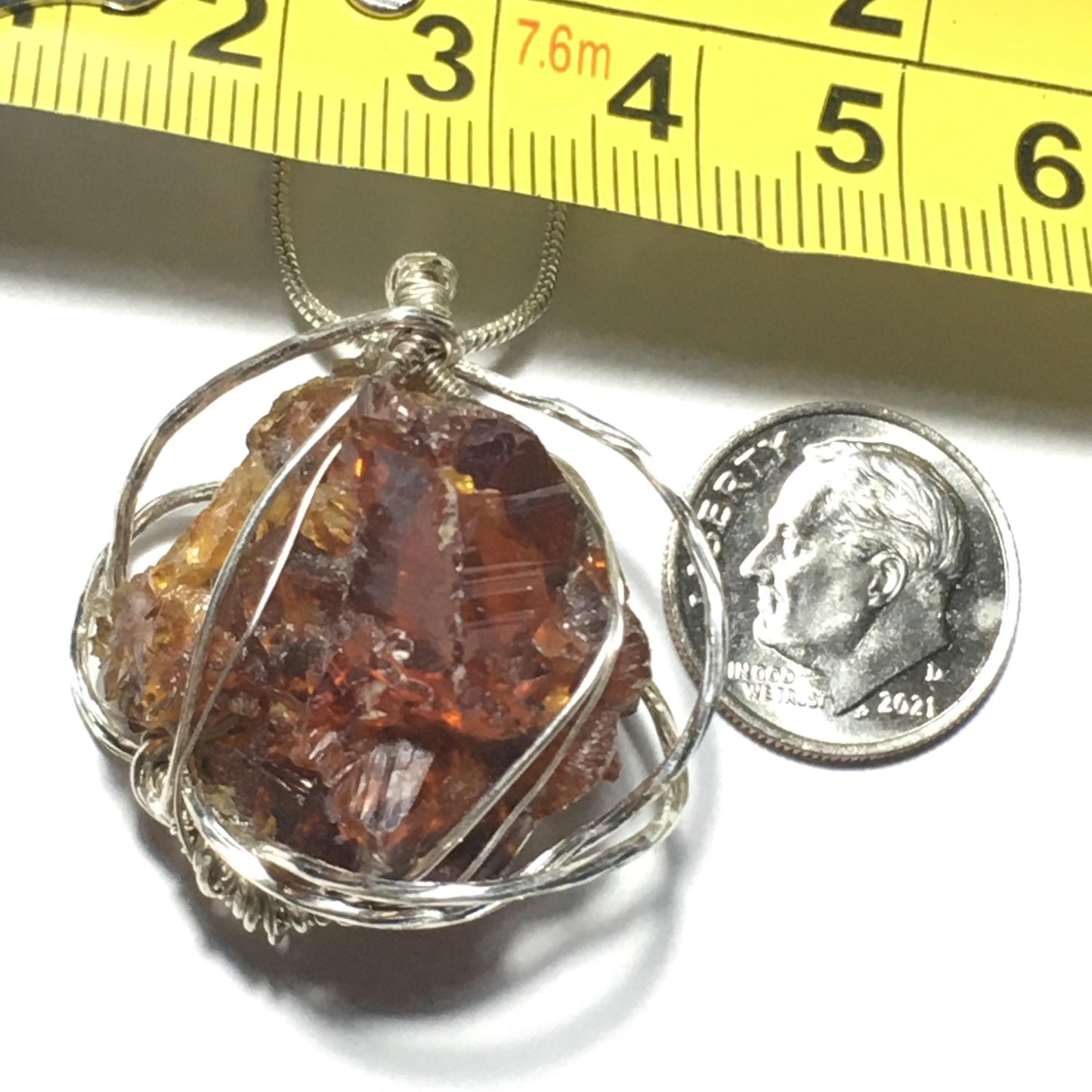 BIG AAA+ Bright Red Gemmy Zincite and Silver Pendant