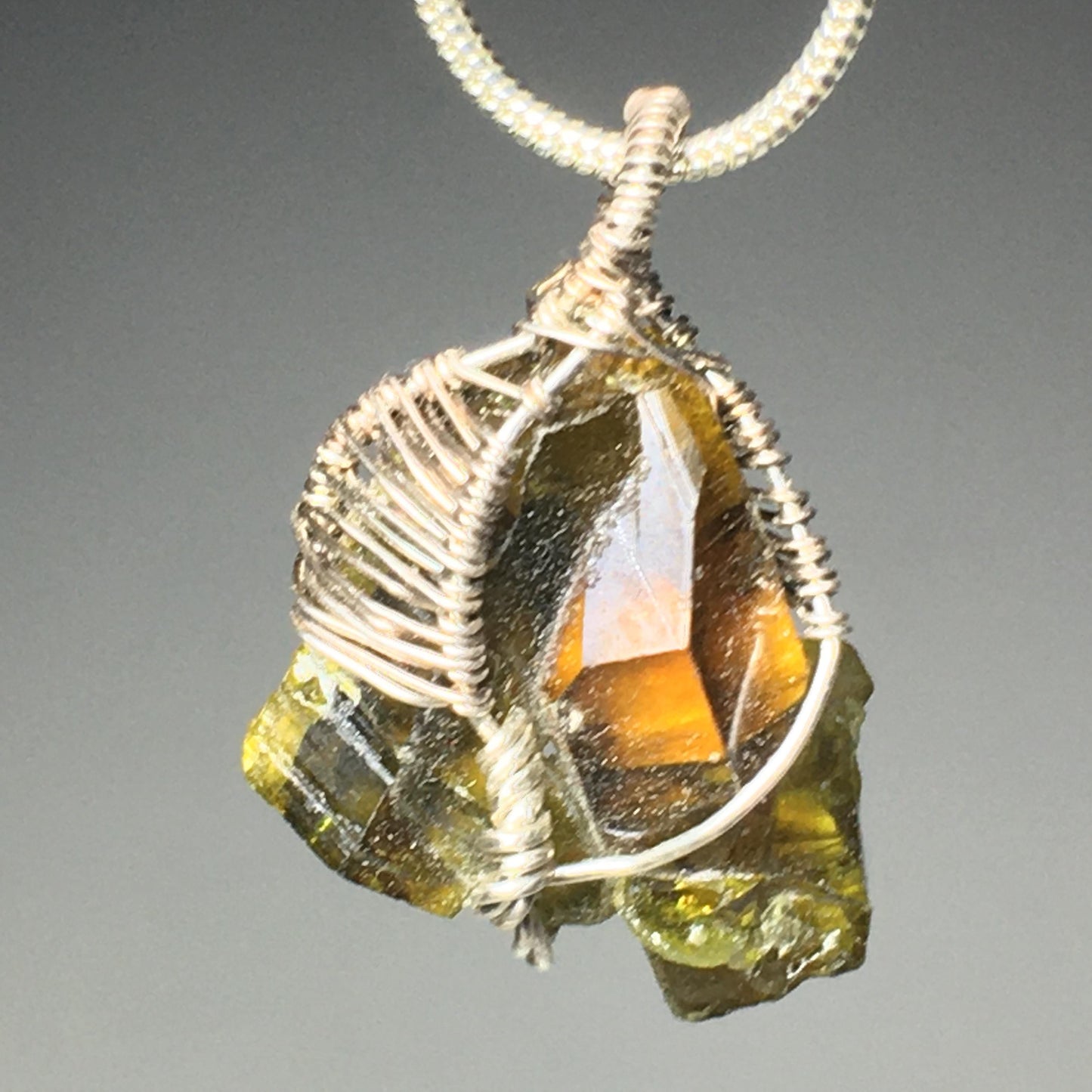 Zincite and Silver Pendant