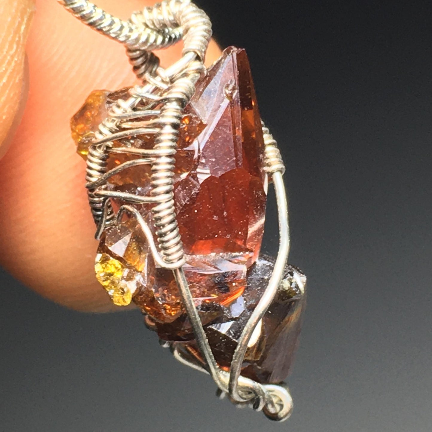 AAA+ Bright Red Gemmy Zincite and Silver Pendant