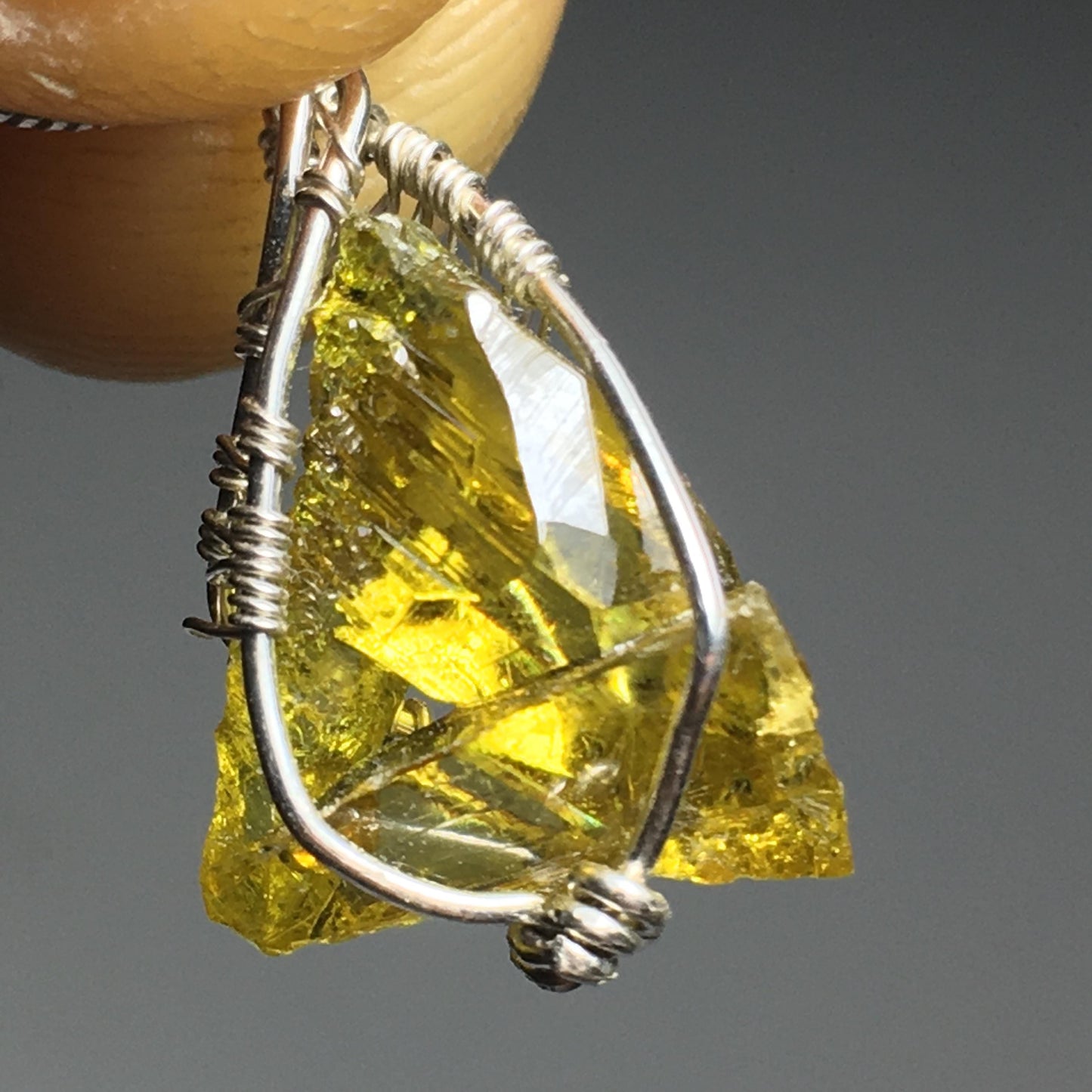 AAA+ Bright Yellow Gemmy Zincite and Silver Pendant