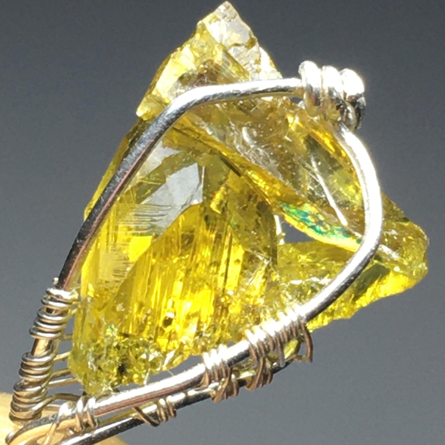 AAA+ Bright Yellow Gemmy Zincite and Silver Pendant