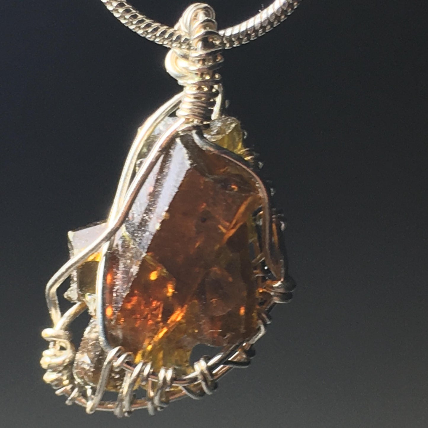 Gemmy Zincite and Silver Pendant