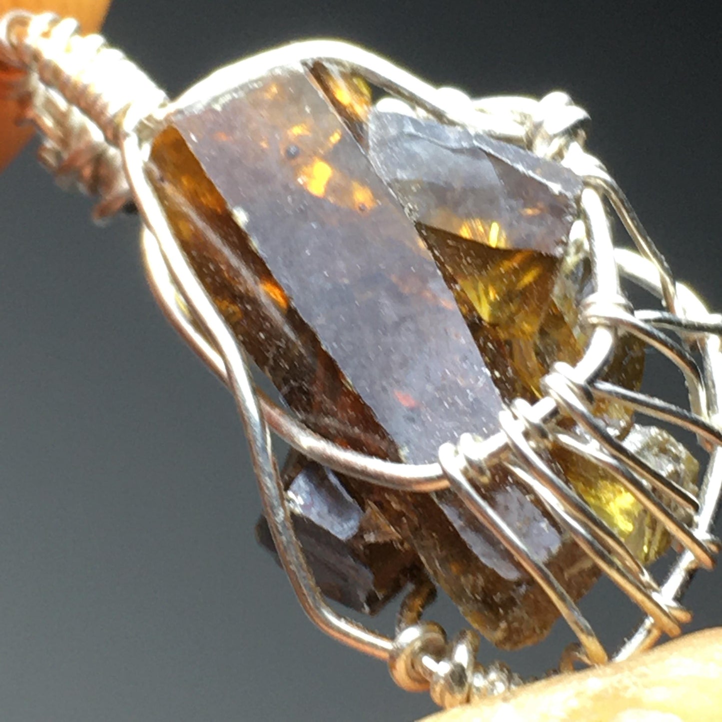 Gemmy Zincite and Silver Pendant