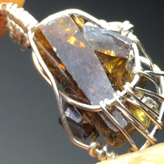 Gemmy Zincite and Silver Pendant