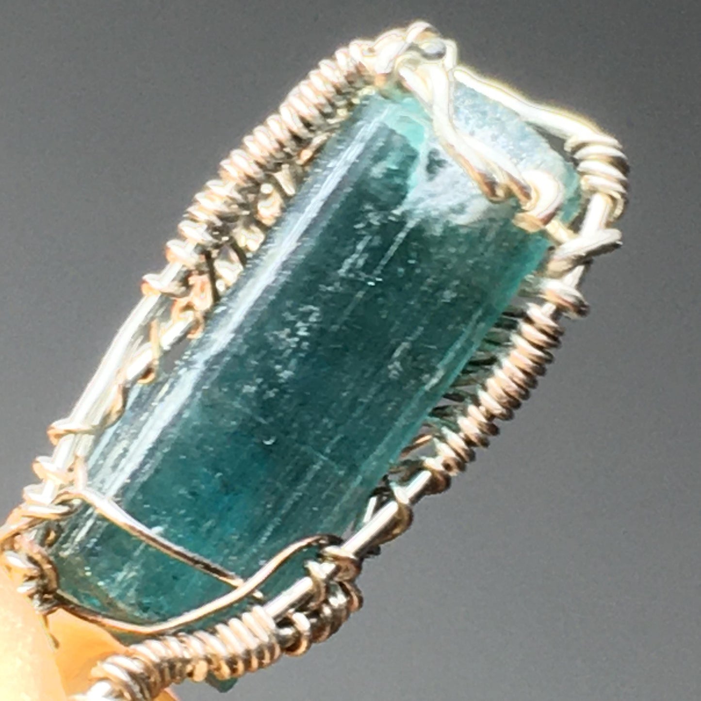 Blue INDICOLITE Tourmaline and Silver Pendant