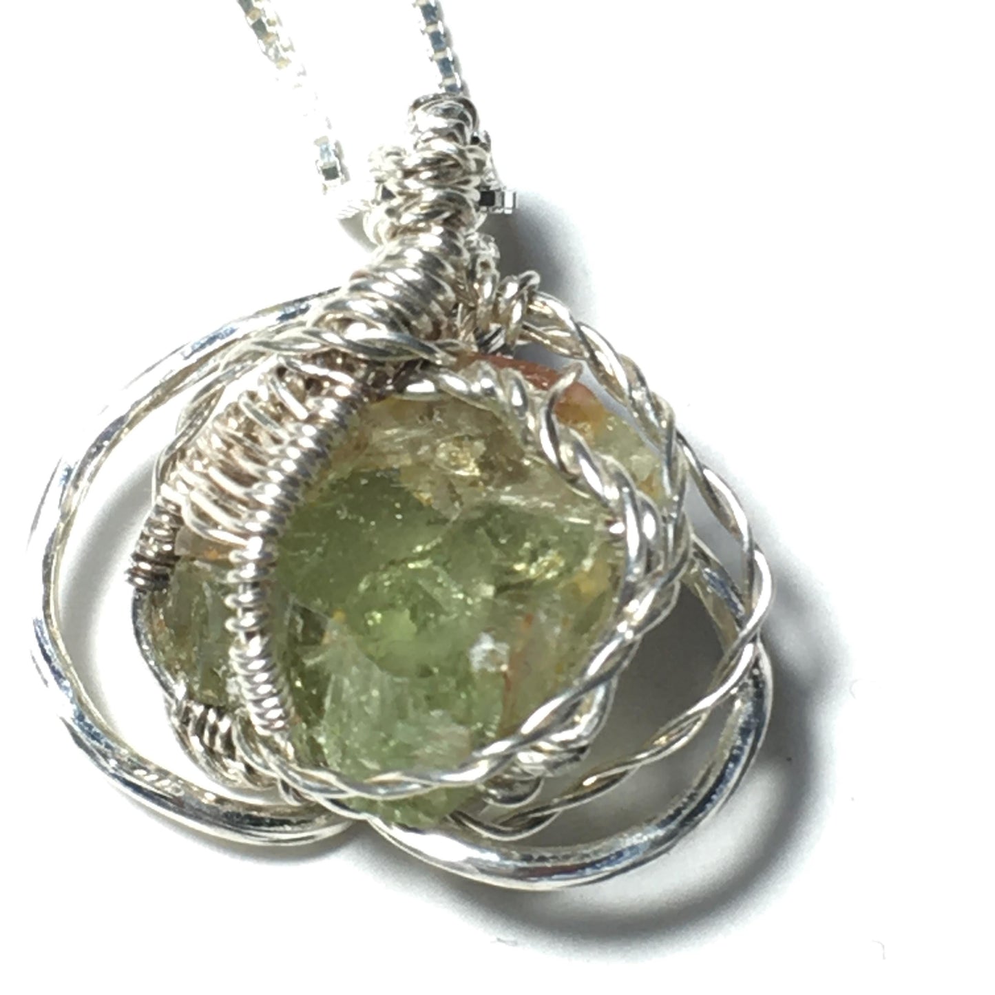 Green Tourmaline and Silver Pendant