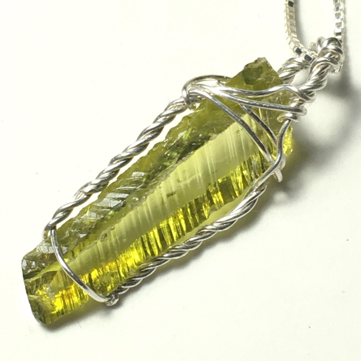 Green Gemmy Zincite and Silver Pendant