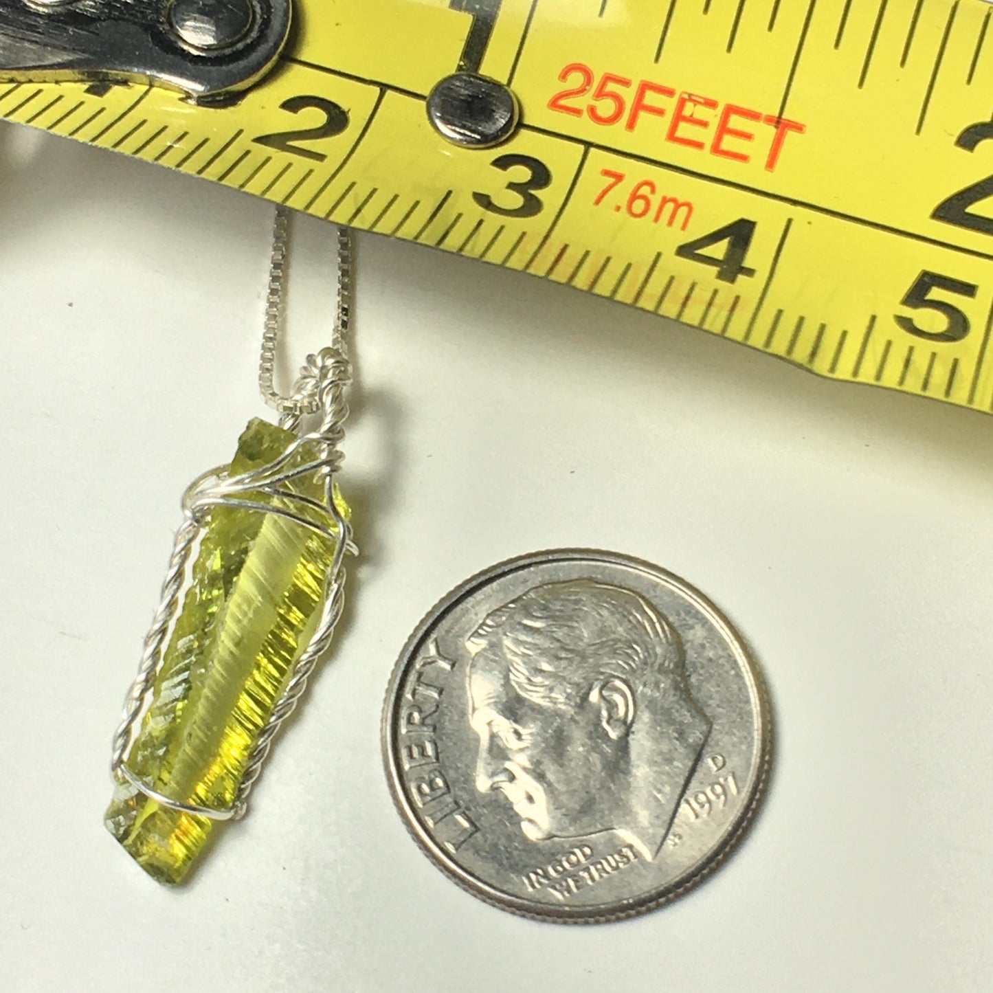Green Gemmy Zincite and Silver Pendant