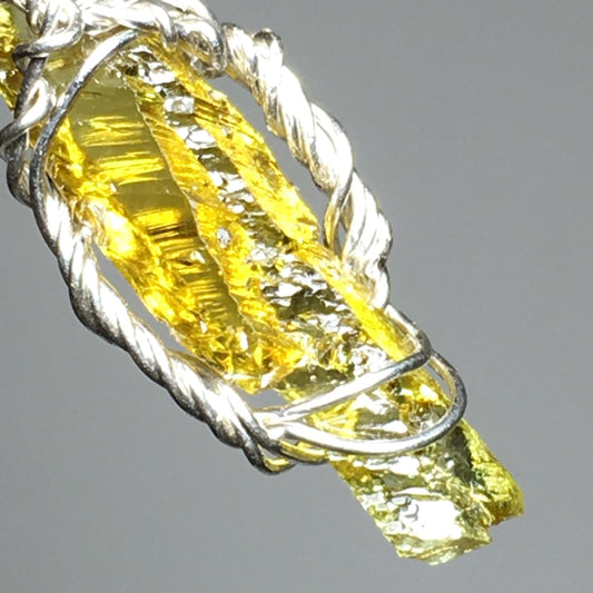 Yellow Zincite and Silver Crystal Pendant