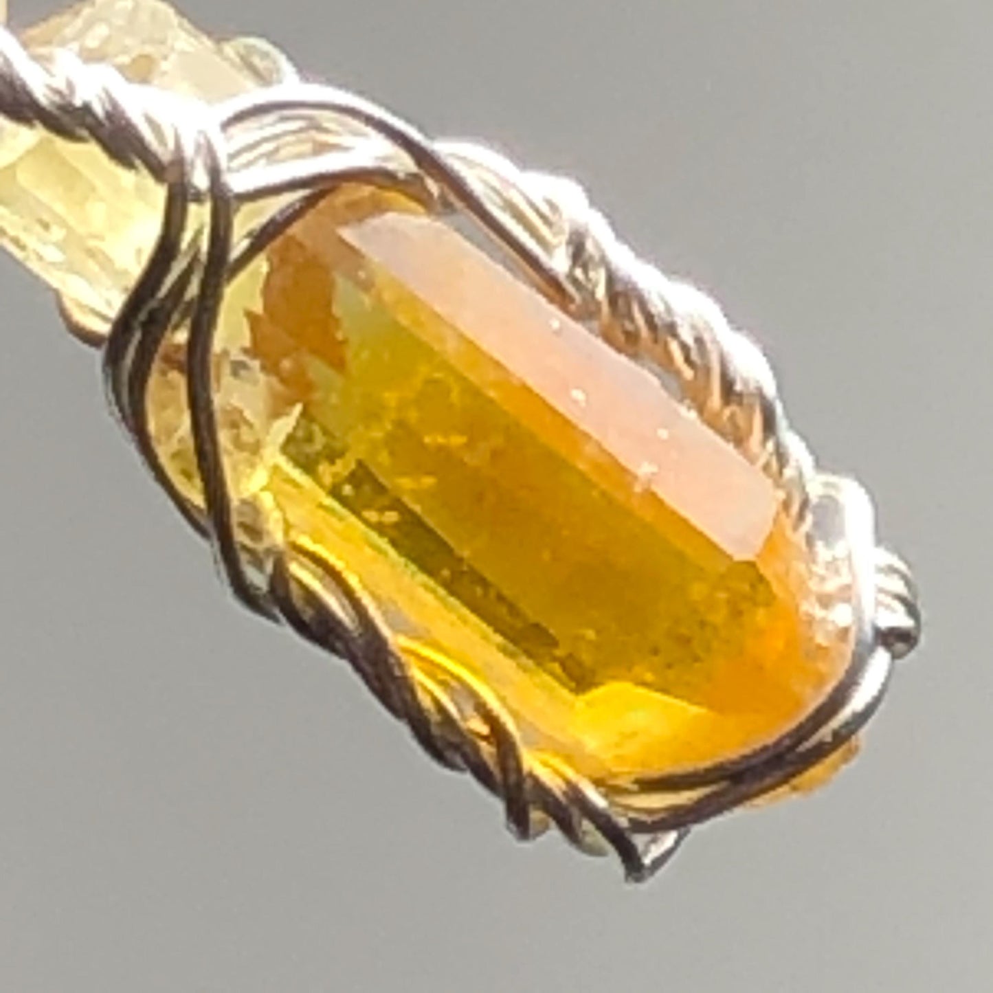 Orange Zincite and Silver Crystal Pendant