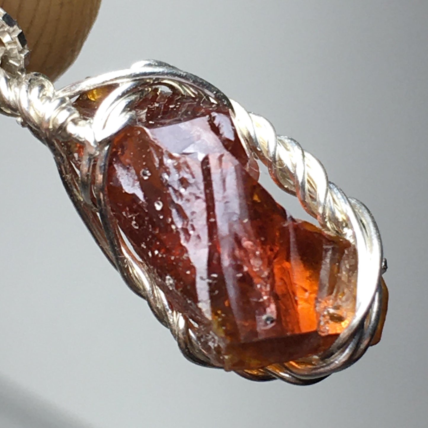 AAA+ GEM Red ZINCITE and Silver Pendant