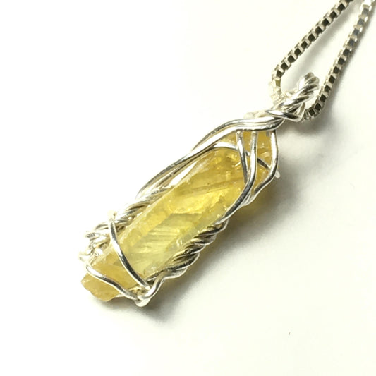 Yellow Zincite and Silver Pendant